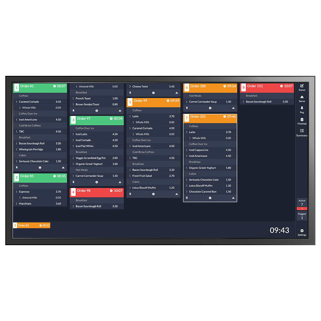 TouchKitchen An example of orders on an ICRTouch TouchKitchen digital kitchen display system